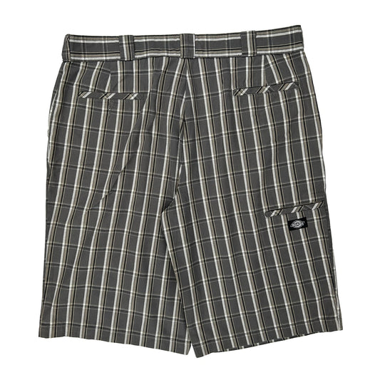 Dickies Checked Shorts - 38W 11L Grey Cotton Blend