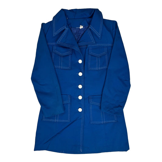 60S Unbranded Coat - Medium Blue Cotton Blend