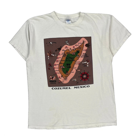 Cozumel Mexico Single Stitch M&O Graphic T-Shirt - Medium White Cotton