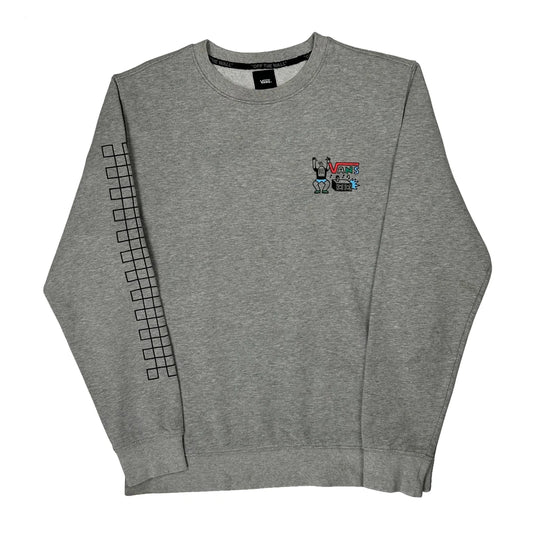 Music Theme Vans Graphic Sweatshirt - Medium Grey Cotton