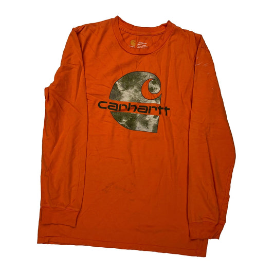 Age 14-16 Carhartt Long Sleeve T-Shirt - Large Orange Cotton