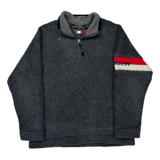 Tommy Hilfiger Spellout 1/4 Zip - Medium Gray Acrylic Blend
