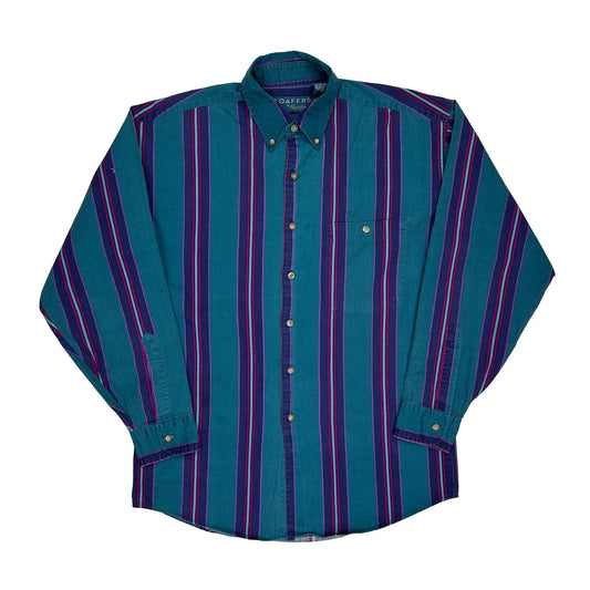 Loafers Striped Shirt - Medium Green Cotton