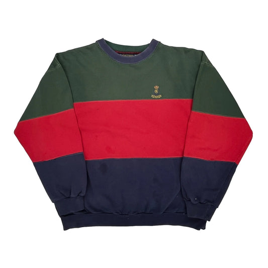 Chaps Ralph Lauren Striped Sweatshirt - Medium Green Cotton