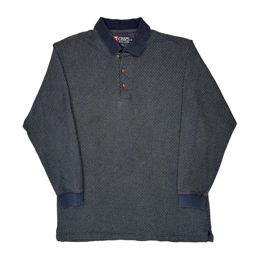 Chaps Ralph Lauren Long Sleeve Polo Shirt - Medium Navy Cotton