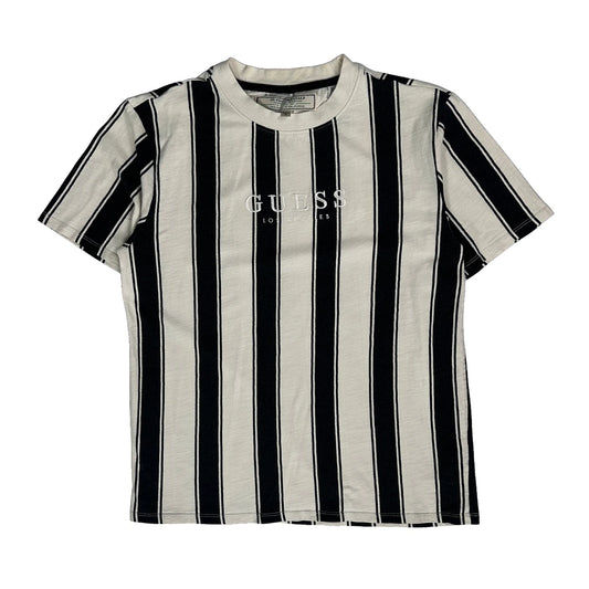 Guess Striped T-Shirt - Medium Black & White Cotton