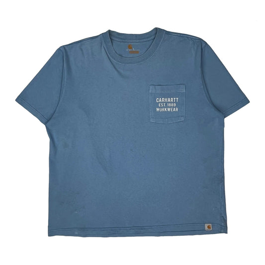 Workwear Carhartt T-Shirt - Large Blue Cotton