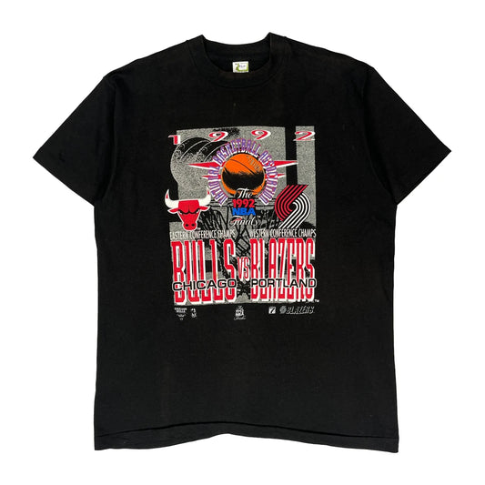 Bulls Vs Blazers Fruit Of The Loom Single Stitch T-Shirt - XL Black Cotton