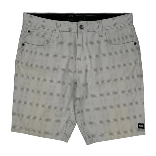 Oakley Checked Chino Shorts - 36W 11L Gray Cotton