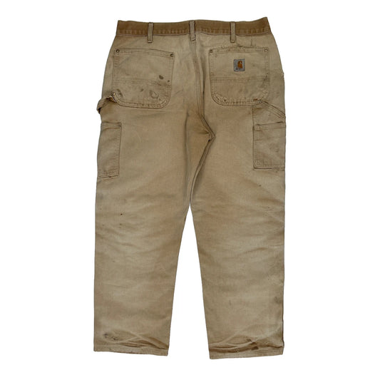 Carhartt Carpenter Trousers - 34W 28L Beige Cotton