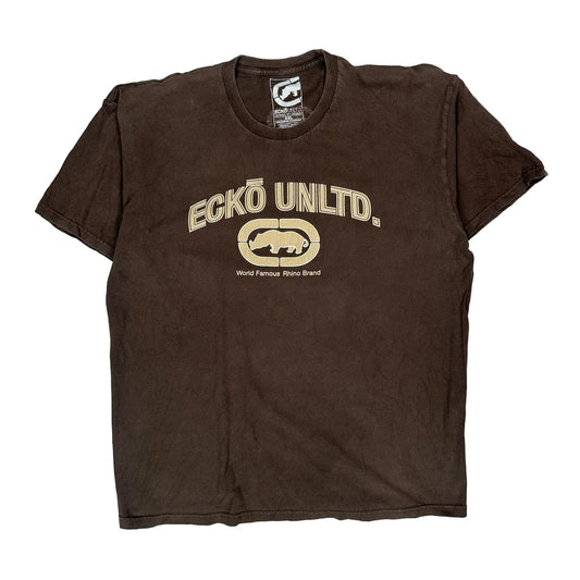 World Famous Rhino Brand Ecko Unltd Graphic T-Shirt - 2XL Brown Cotton