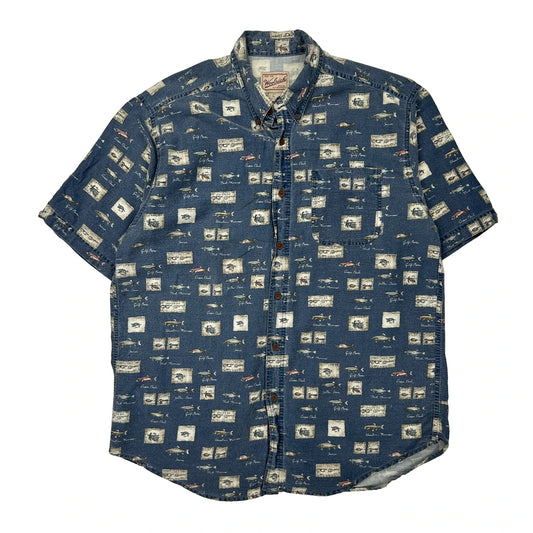 Woolrich Short Sleeve Shirt - XL Blue Cotton