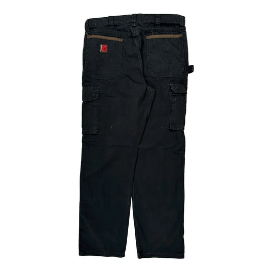 Wrangler Cargo Trousers - 36W 34L Black Cotton