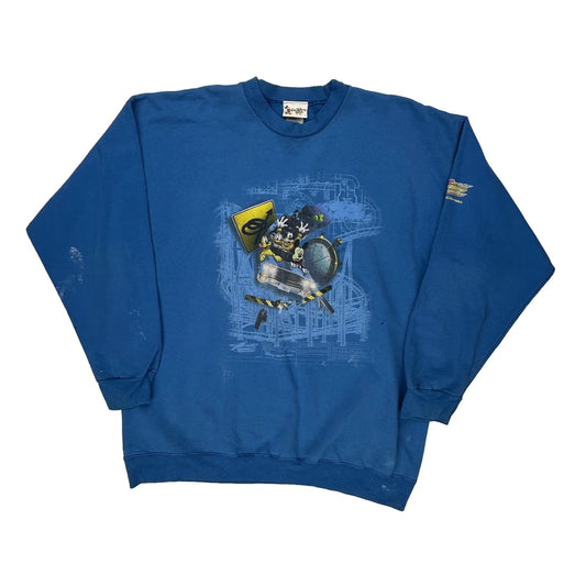 Rock 'N' Roller Coaster Disney Sweatshirt - Large Blue Cotton