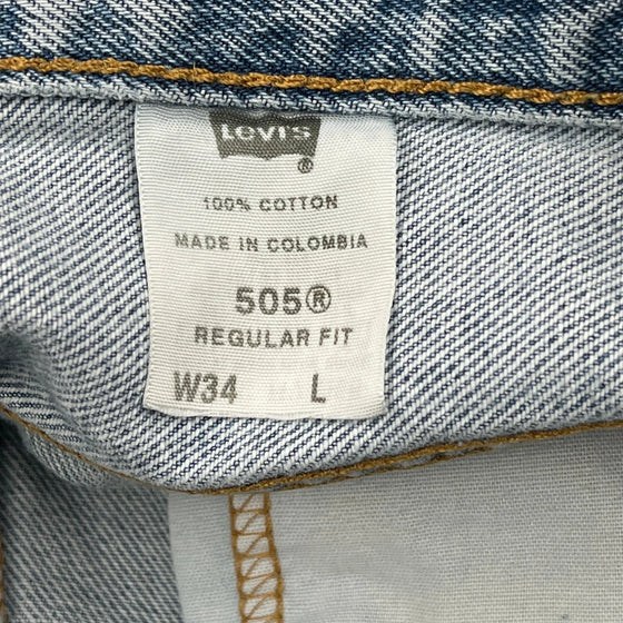 505 Levis Denim Shorts - 34W 9L Light Wash Cotton
