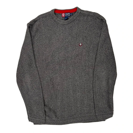 Chaps Ralph Lauren Herringbone Jumper - Large Grey Cotton