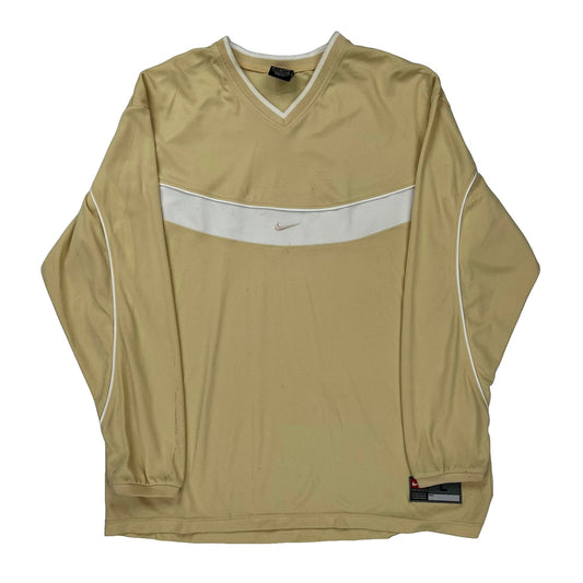 Nike Long Sleeve T-Shirt - Large Beige Polyester