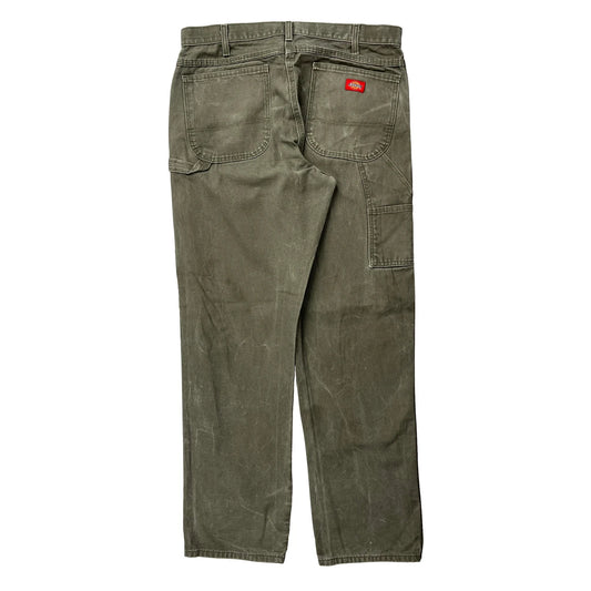 Dickies Carpenter Trousers - 36W 34L Green Cotton