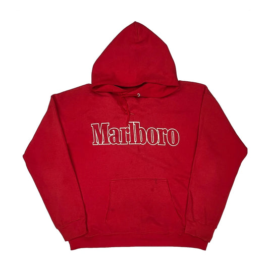 Marlboro Spellout Hoodie - XL Red Cotton Blend