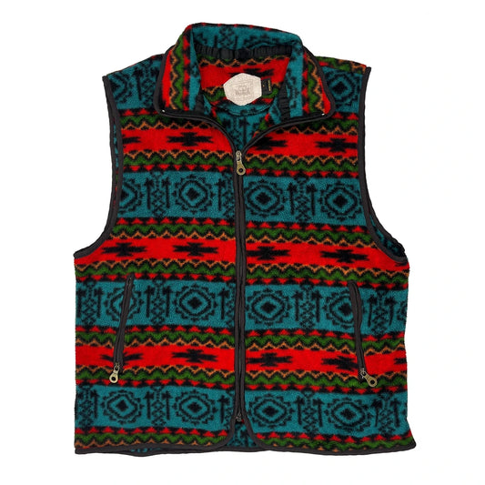 Made In USA Woolrich Aztec Southwest Gilet - Large Blue Polyester