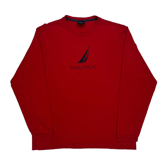 Nautica Long Sleeve T-Shirt - Large Red Cotton