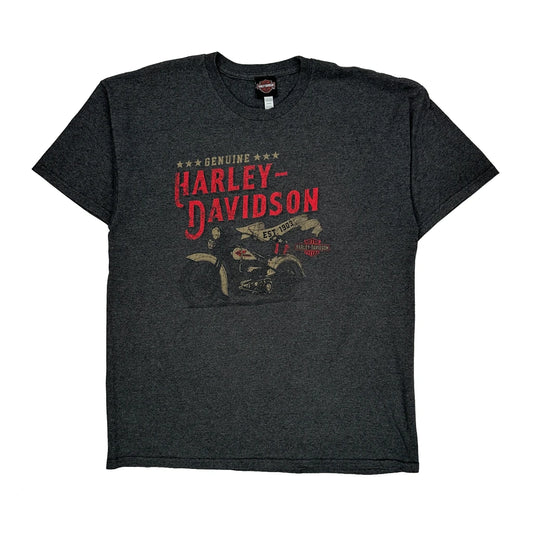 Harley Davidson Graphic T-Shirt - XL Grey Cotton Blend