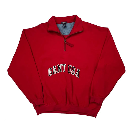 USA Gant 1/4 Zip - Large Red Cotton