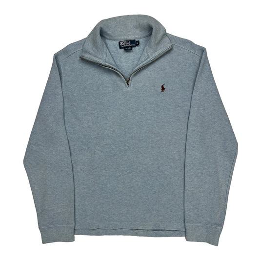 Vintage Polo By Ralph Lauren 1/4 Zip - Medium Blue Cotton