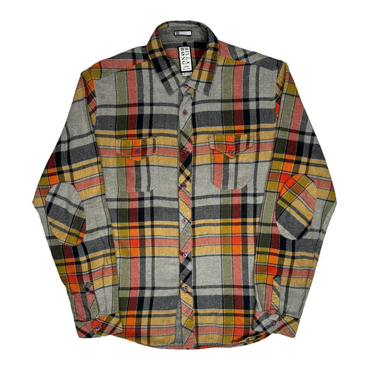 Vintage Billabong Checked Flannel Shirt - Large Grey Cotton Blend