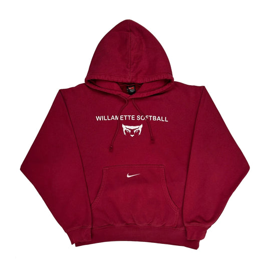 90S Willamette Softball Nike Center Swoosh Hoodie - Large Red Cotton