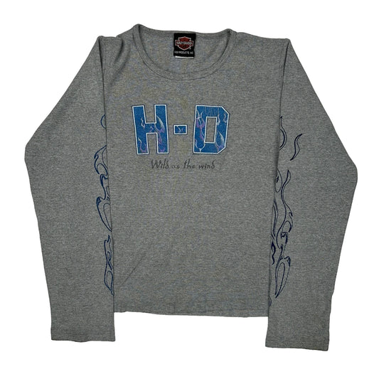 Anvil Graphic Long Sleeve T-Shirt - Medium Grey Cotton Blend