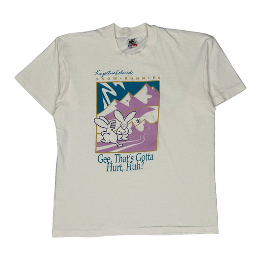 Snow Bunnies Fruit Of The Loom Single Stitch T-Shirt - Large White Cotton