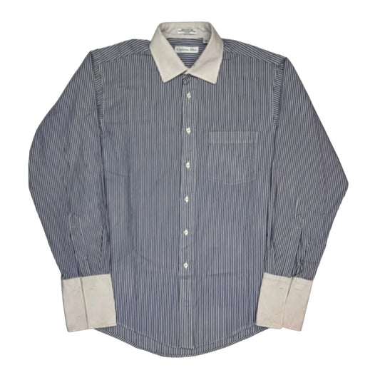 Christian Dior Striped Shirt - Large Blue Cotton