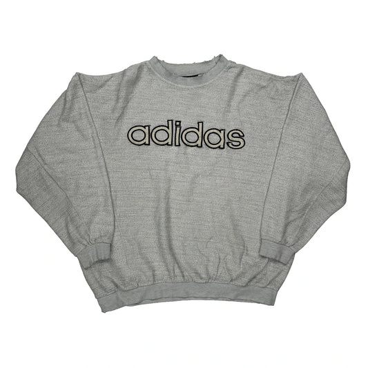 Adidas Spellout Sweatshirt - XL Grey Cotton