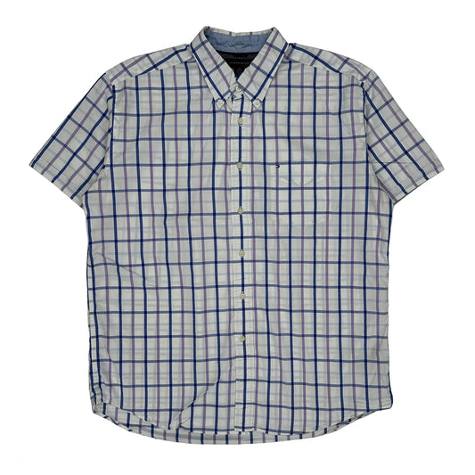 Tommy Hilfiger Checked Short Sleeve Shirt - XL White Cotton