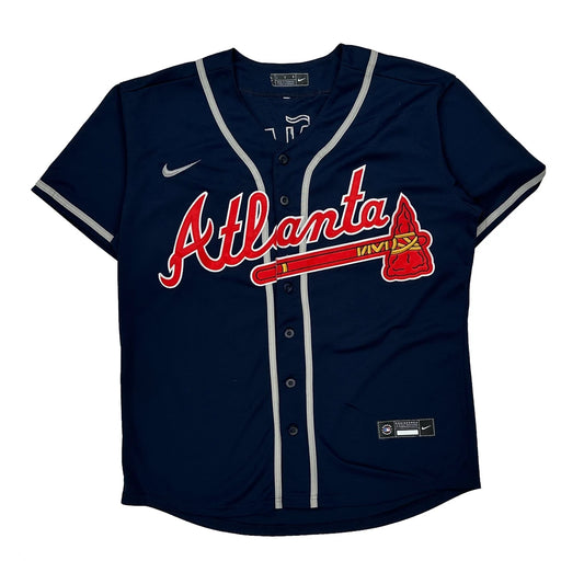 Vintage Atlanta Braves Nike Mlb Jersey - Large Navy Polyester