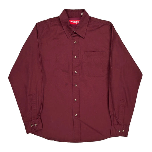 Wrangler Shirt - Medium Burgundy Cotton Blend