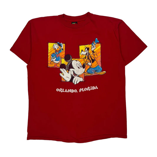 Orlando, Florida Mickey Unlimited Cartoon T-Shirt - XL Red Cotton