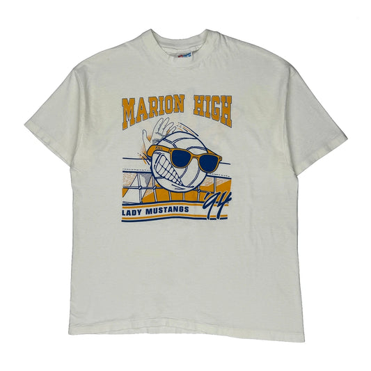 Lady Mustangs Hanes Single Stitch T-Shirt - XL White Cotton