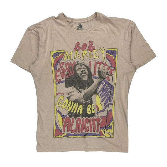 Bob Marley Zion Rootwear Band T-Shirt - XL Beige Cotton