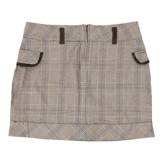 Vintage Age 11-12 Jct Junior Checked Mini Skirt - 27W 14L Beige Cotton