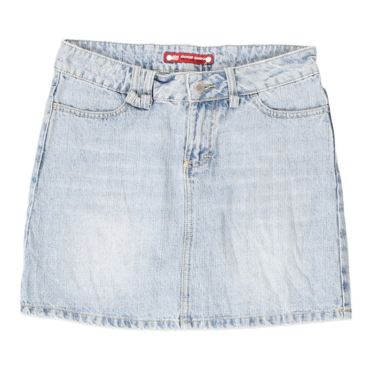Vintage Good Show Mini Denim Skirt - 30W UK 10 Light Wash Cotton