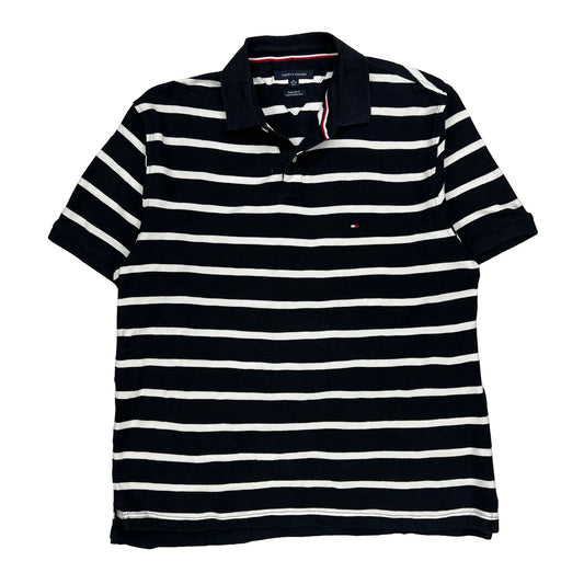 Tommy Hilfiger Striped Polo Shirt - XL Black Cotton
