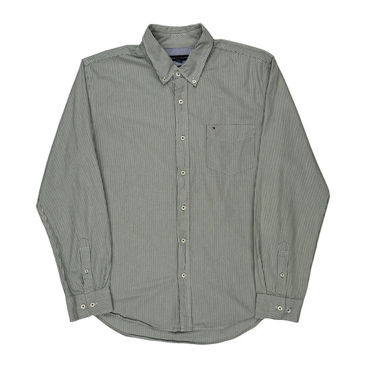 Tommy Hilfiger Striped Shirt - Large Green Cotton