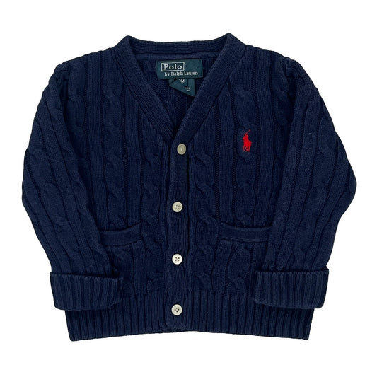 Vintage Age 9 Months Polo By Ralph Lauren Cardigan - 3XS Navy Cotton