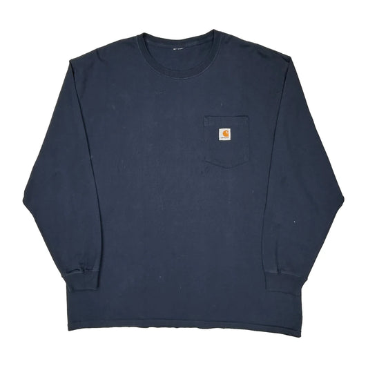 Carhartt Long Sleeve T-Shirt - XL Navy Cotton