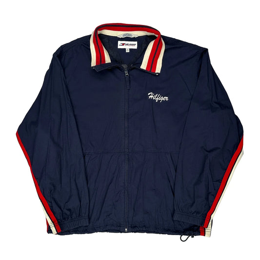 Vintage Athletics Tommy Hilfiger Windbreaker - Medium Navy Nylon