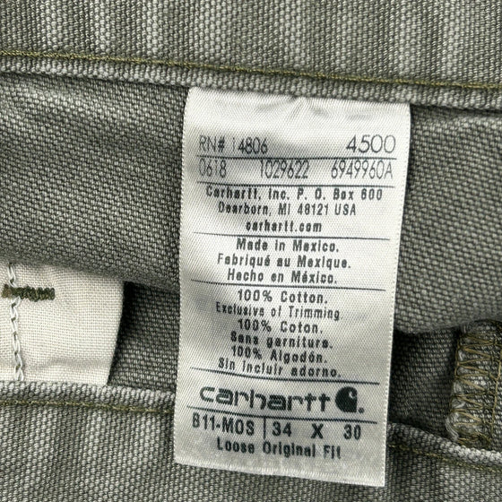 Loose Original Fit Carhartt Carpenter Trousers - 34″ Waist Khaki Cotton