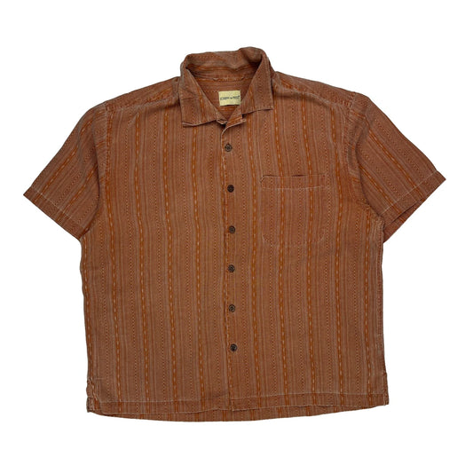 Vintage Joseph Feiss Striped Short Sleeve Shirt - XL Brown Cotton