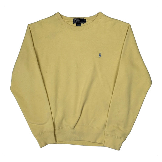 Polo By Ralph Lauren Sweatshirt - Small Yellow Cotton Blend